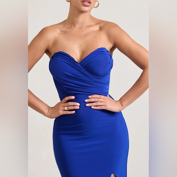 Club London Blue Strapless Maxi Dress with Slit - Picture 4 of 5